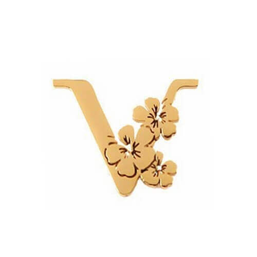 Vintage personalized flower name pin brooches maker wholeasle custom big gold initial hat pins creators bulk personalised logo lapel buttons manufacturers